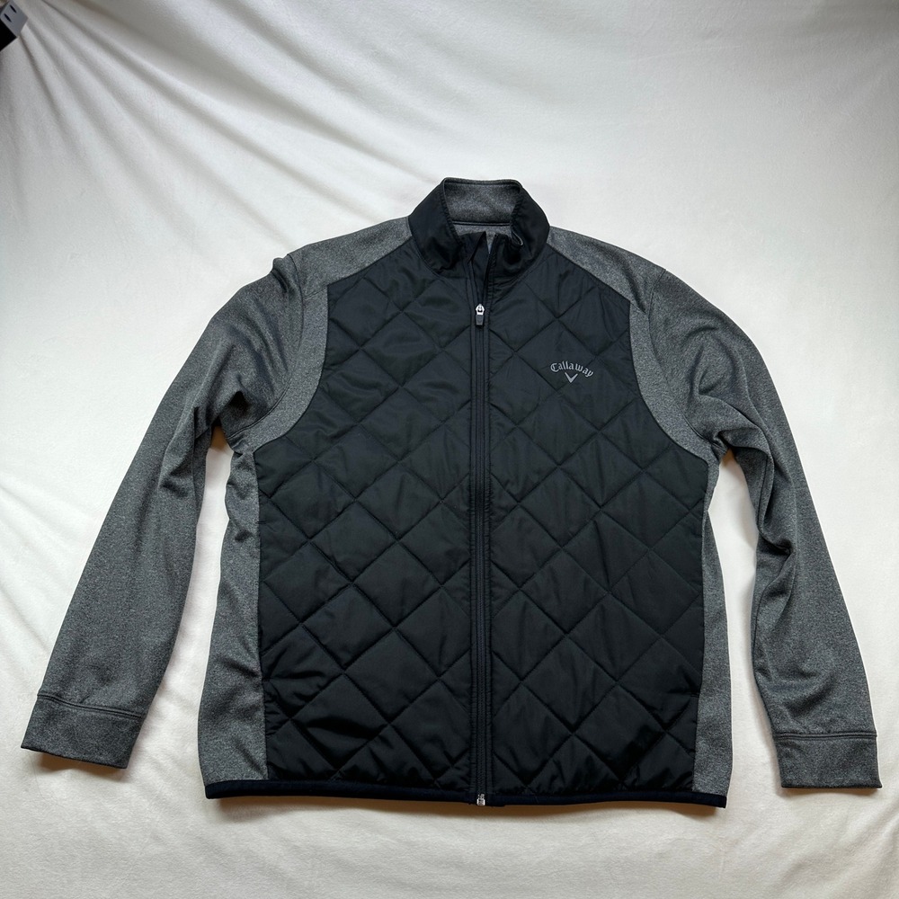 Callaway Golf‎ Weather Series Quilted Full Zip Jacket Mens Medium Gray Black